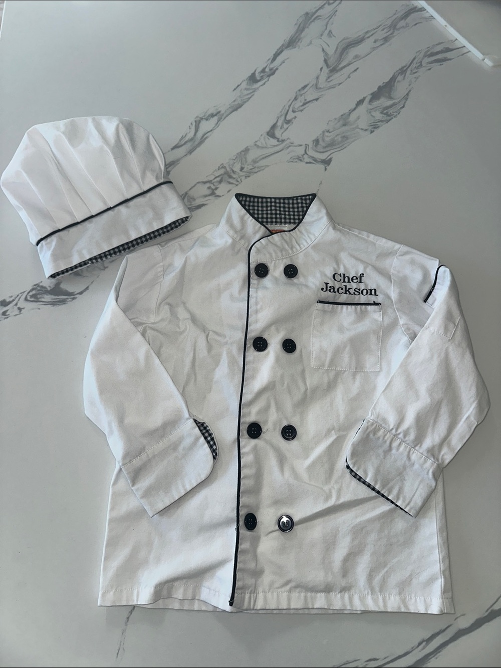 Kids White Chef Jacket and Hat Costume - Personalized "Chef Jackson" Small 5-8